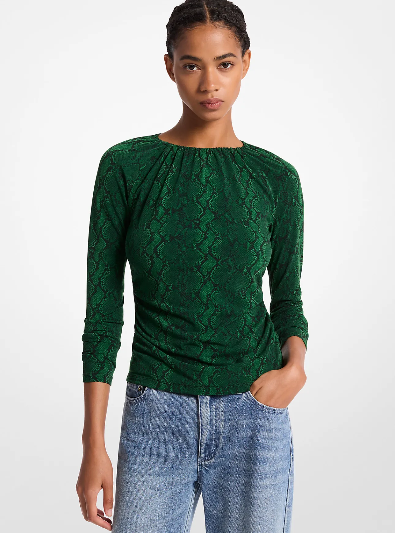 Snake Print Matte Jersey Top