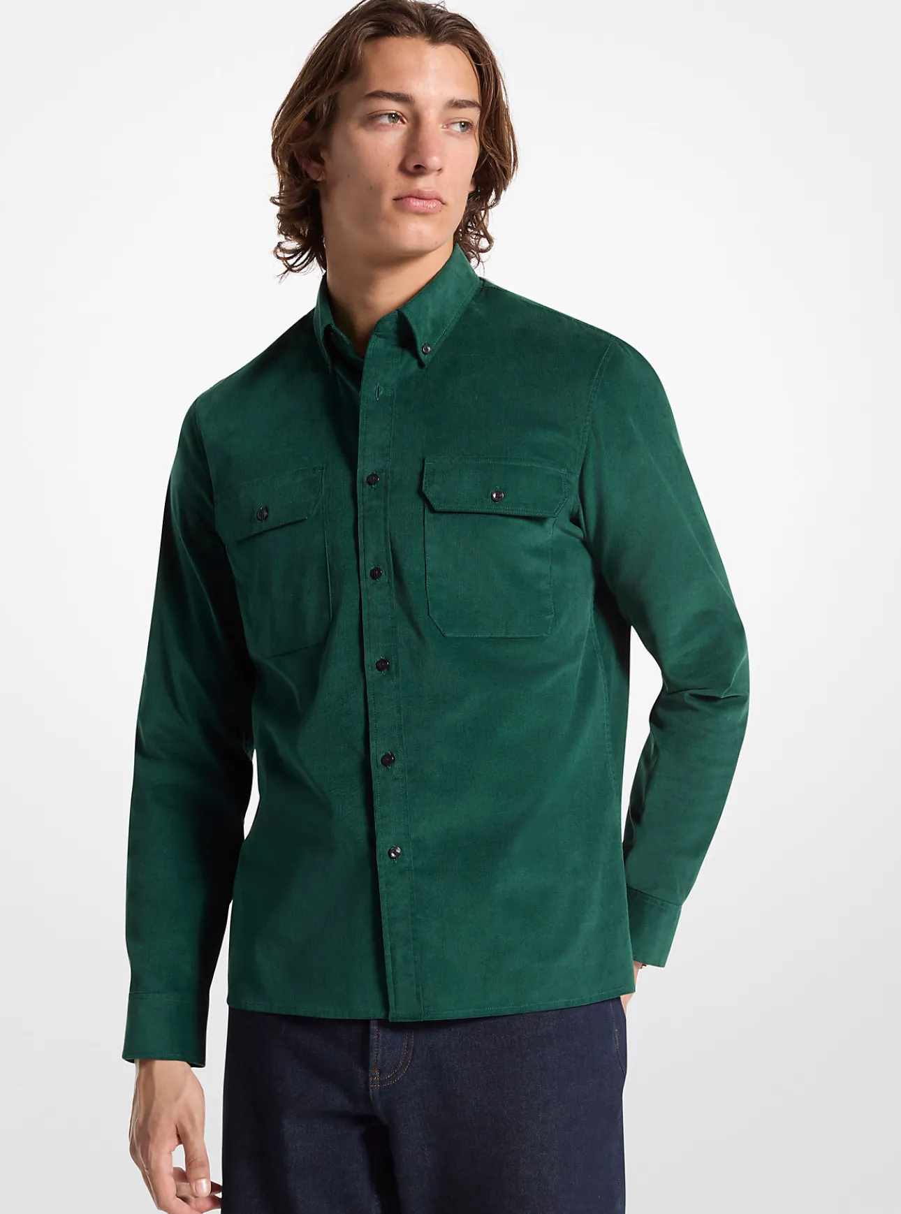 Stretch Cotton Blend Utility Shirt
