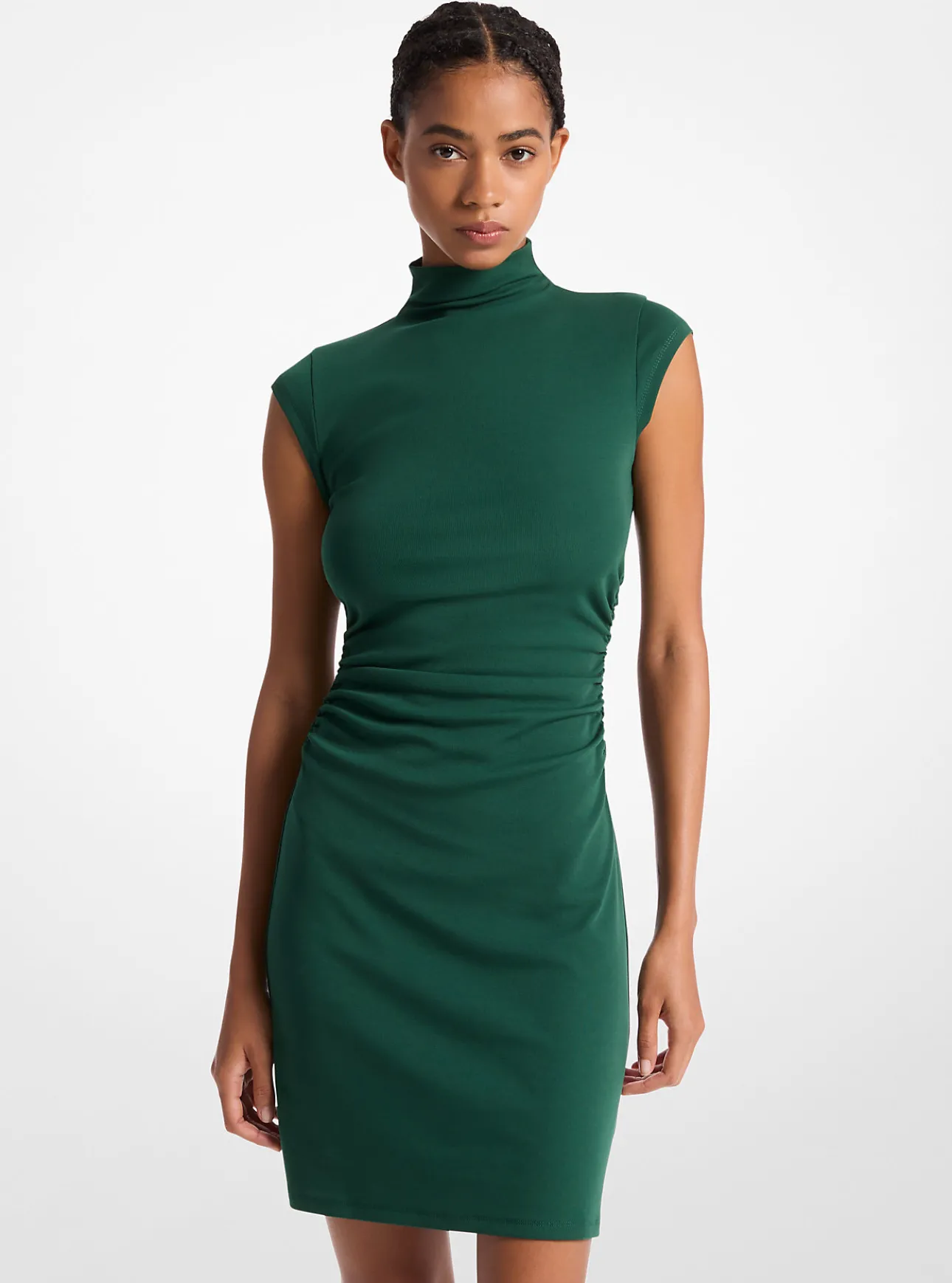 Stretch Cotton Funnel Neck Dress