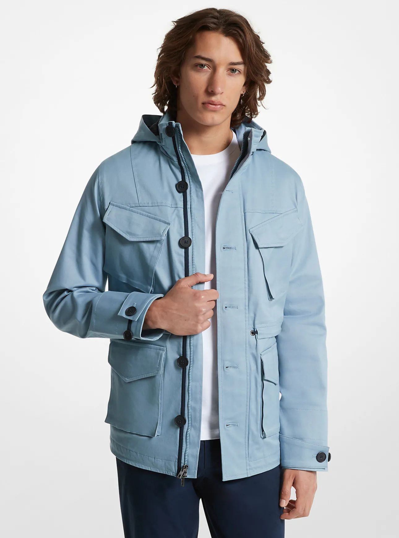 Stretch Cotton Hooded Field Jacket