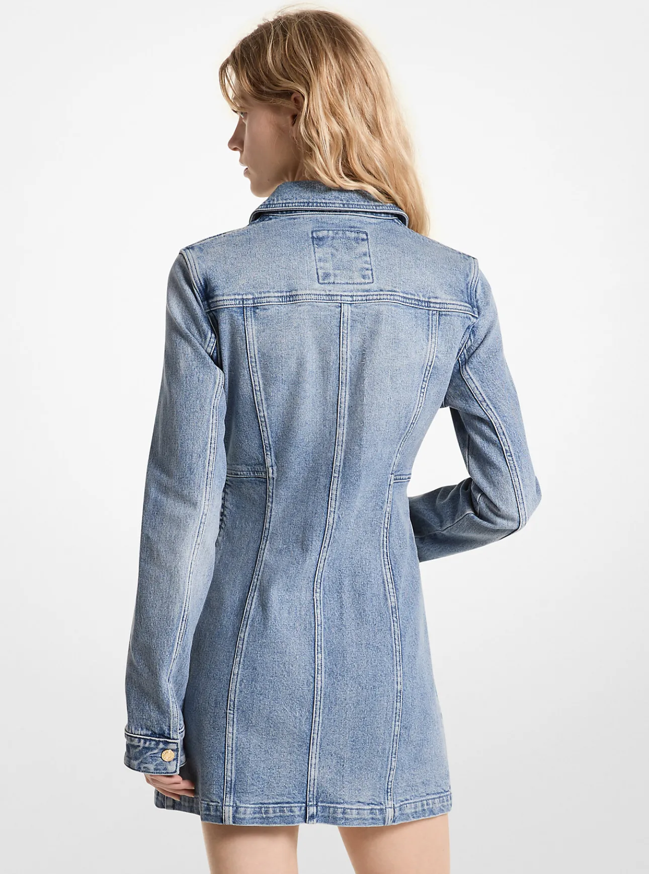 Stretch Denim Lace-Up Mini Dress