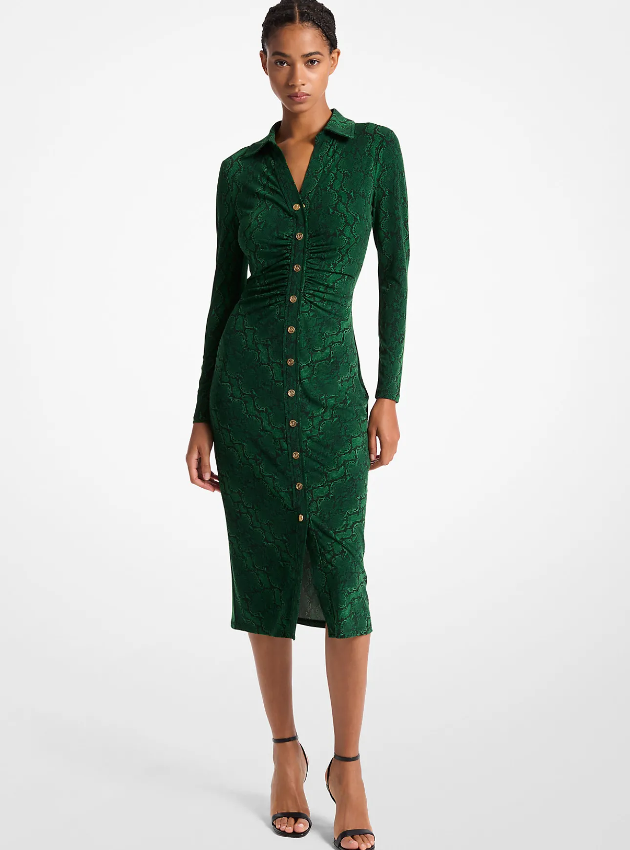 Stretch Matte Jersey Snake Print Dress