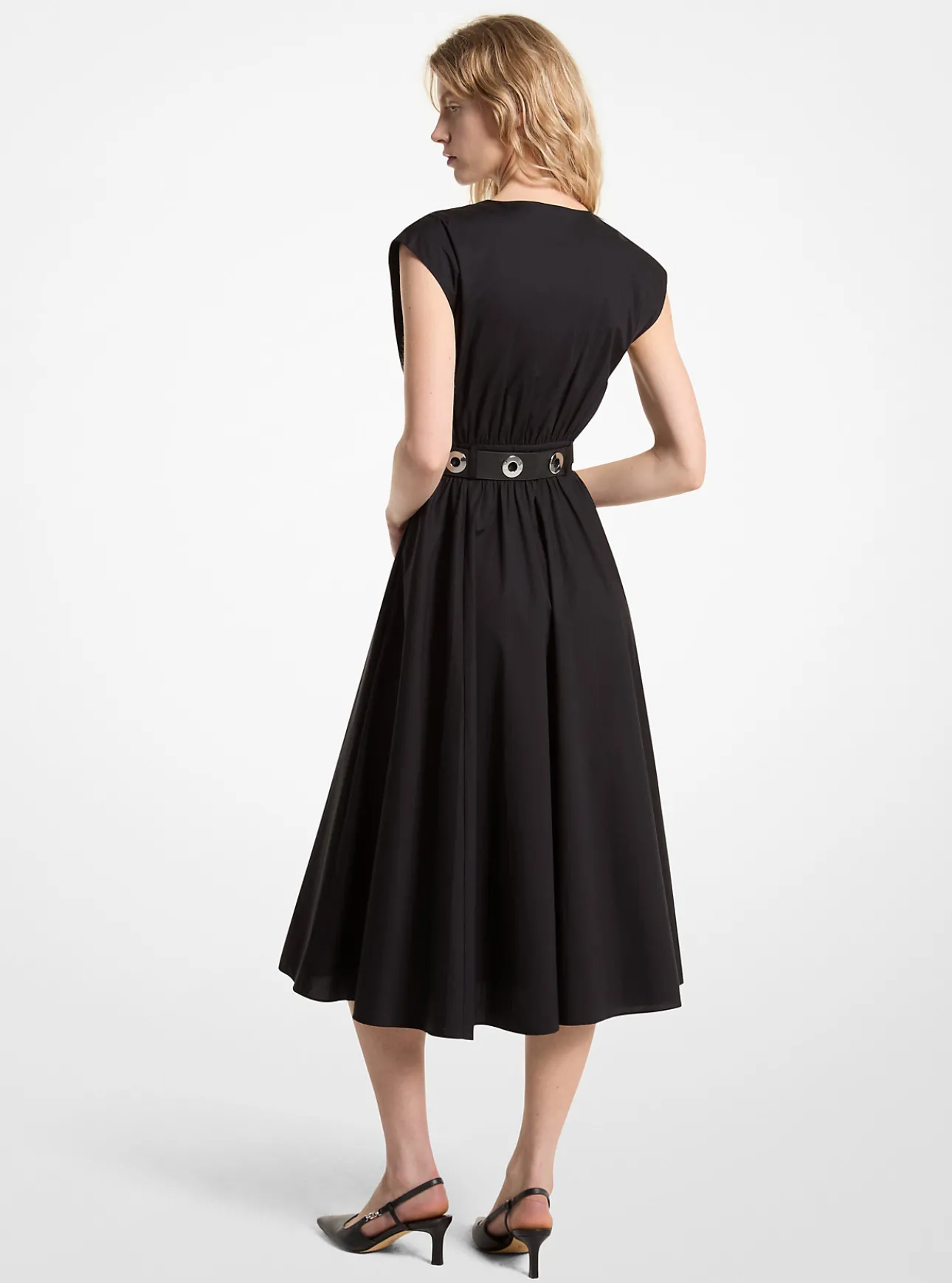 Stretch Organic Cotton Poplin Midi Dress