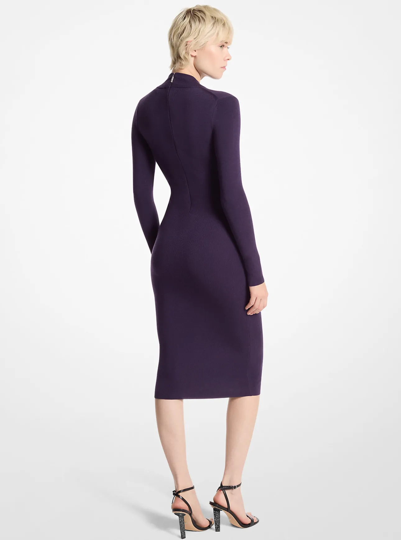 Stretch Wool Blend Mock Neck Dress
