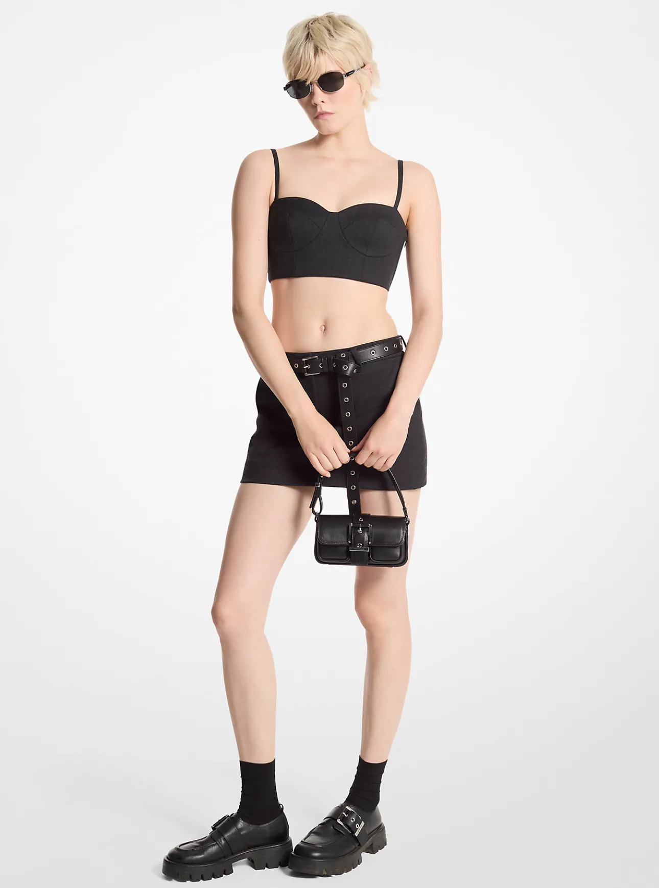 Stretch Wool Blend Bustier Top