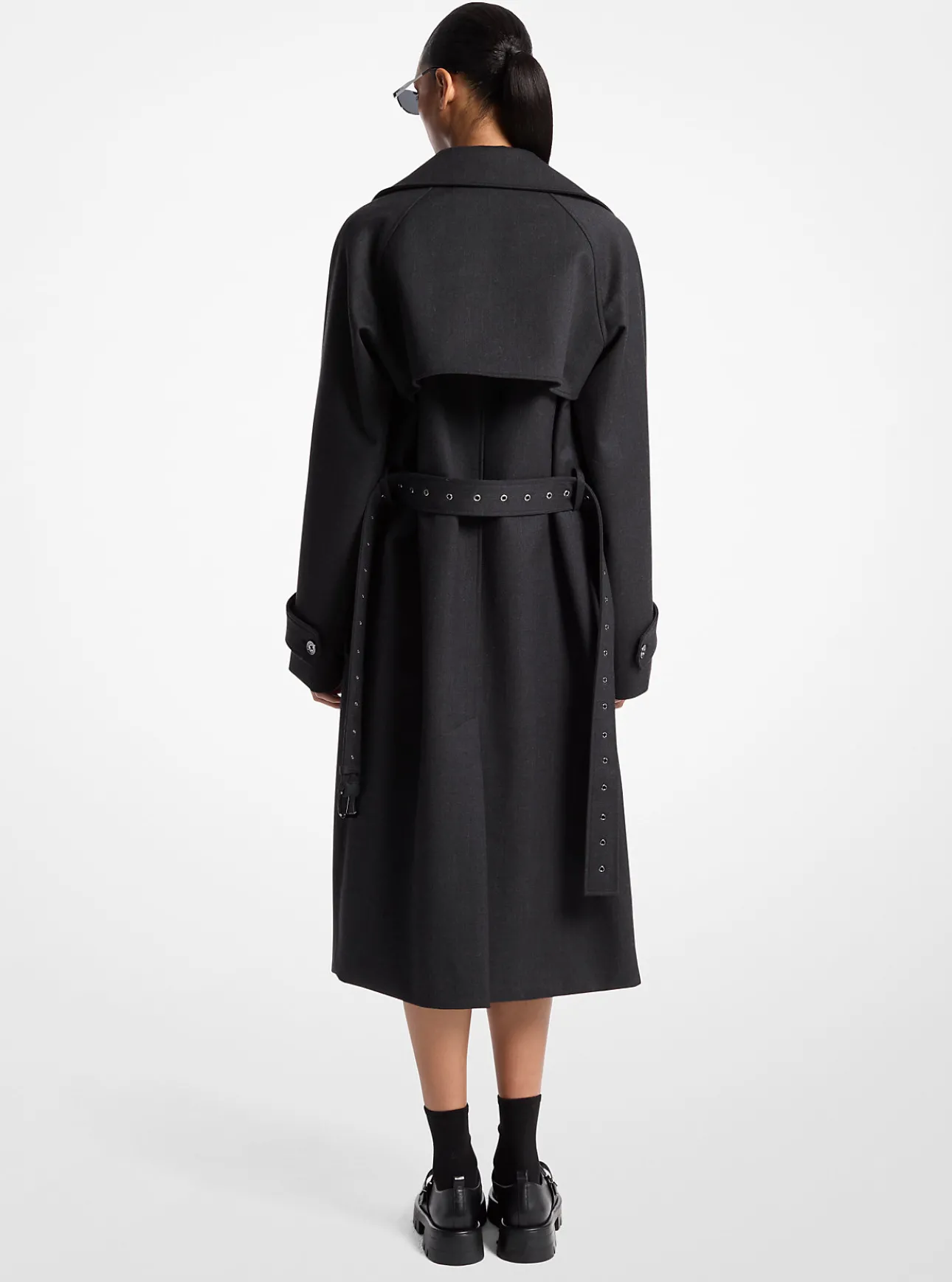 Stretch Wool Blend Trench Coat