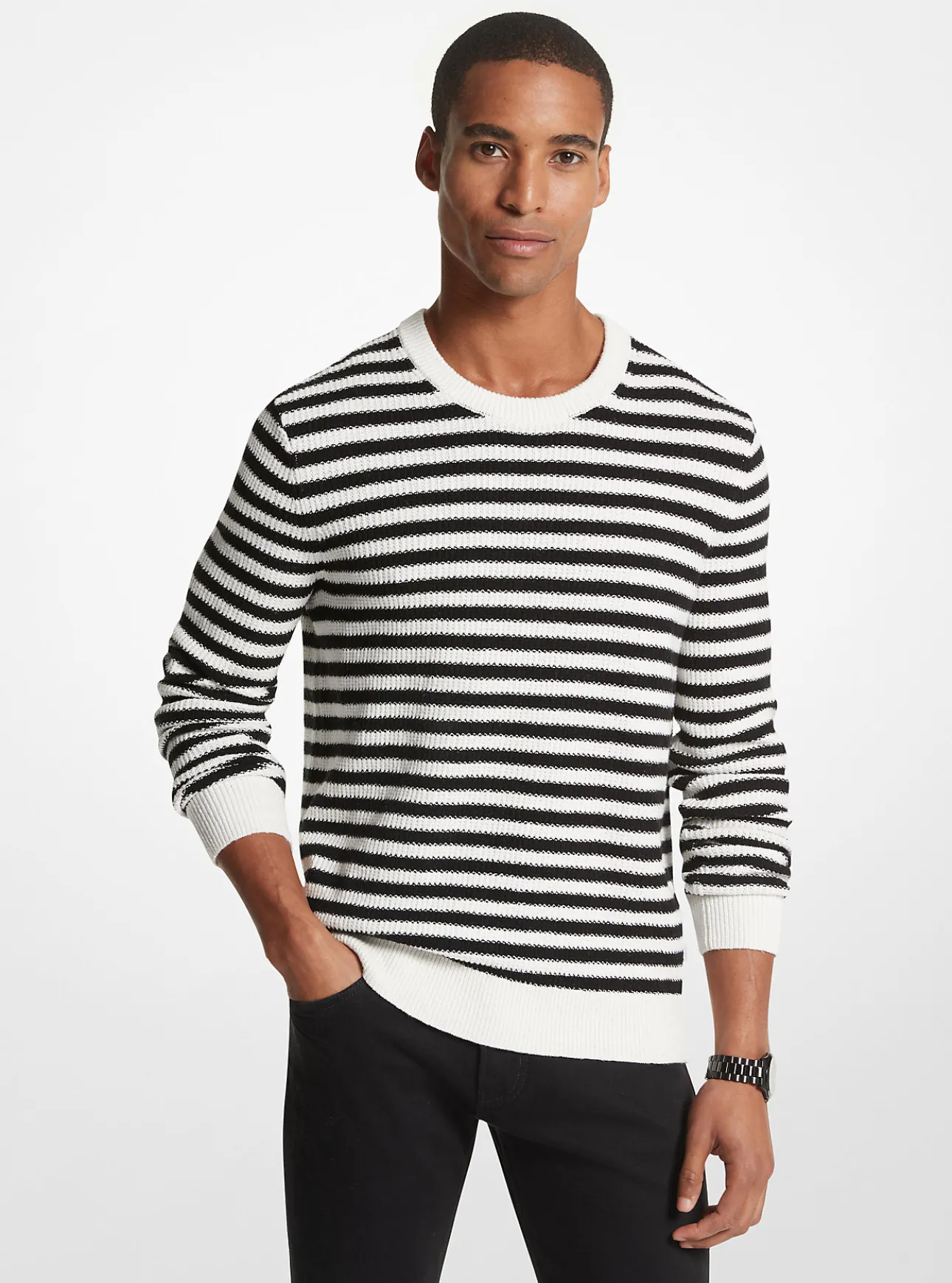 Striped Cotton Blend Sweater