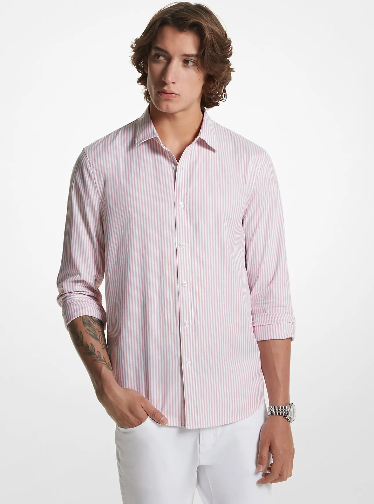 Striped Stretch Cotton Oxford Shirt