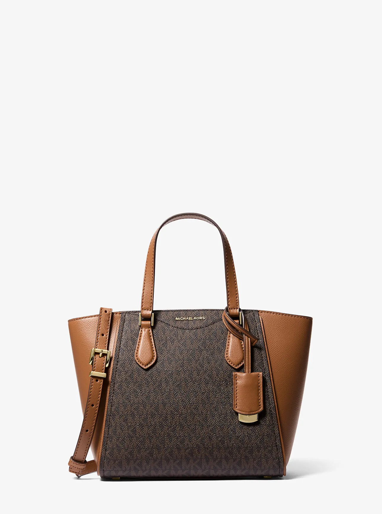 Taryn Small Signature Logo and Leather Convertible Crossbody Bag