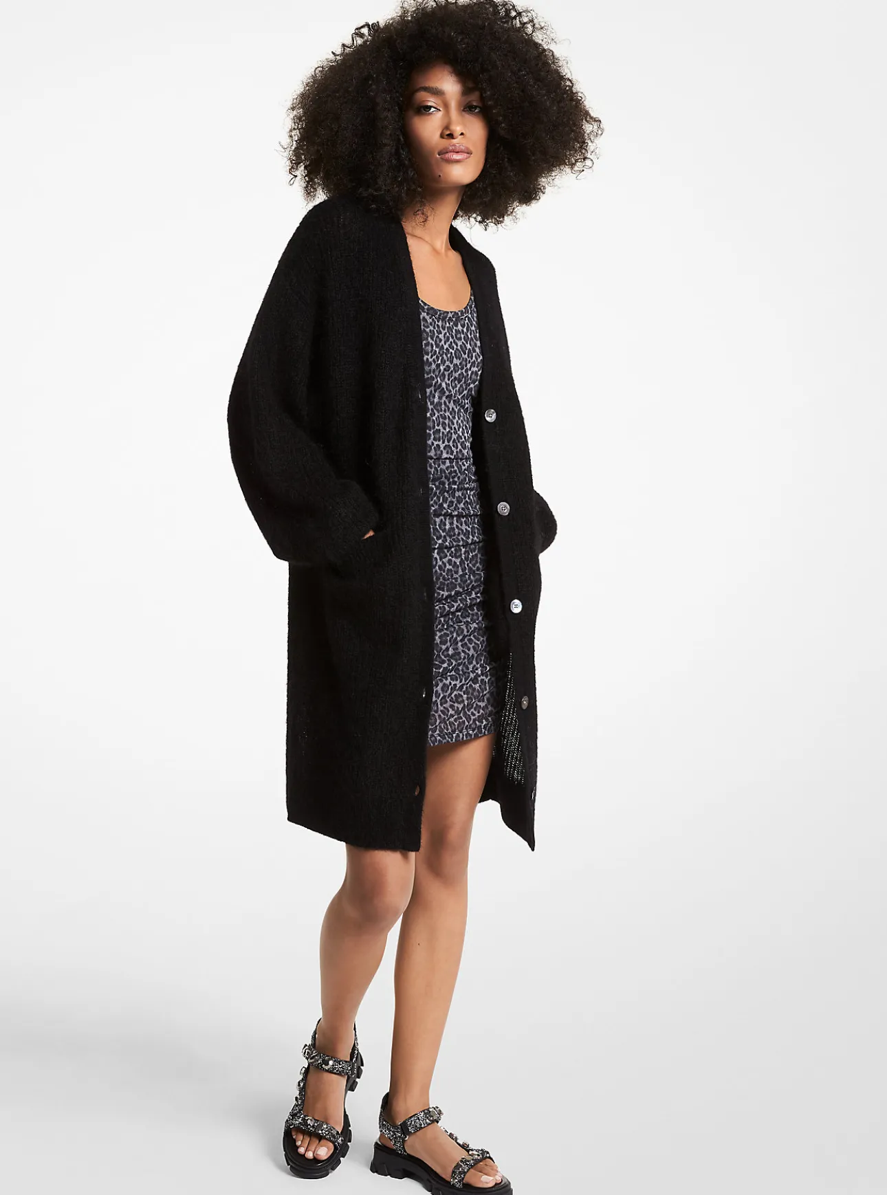 Textured Knit V-Neck Cardigan