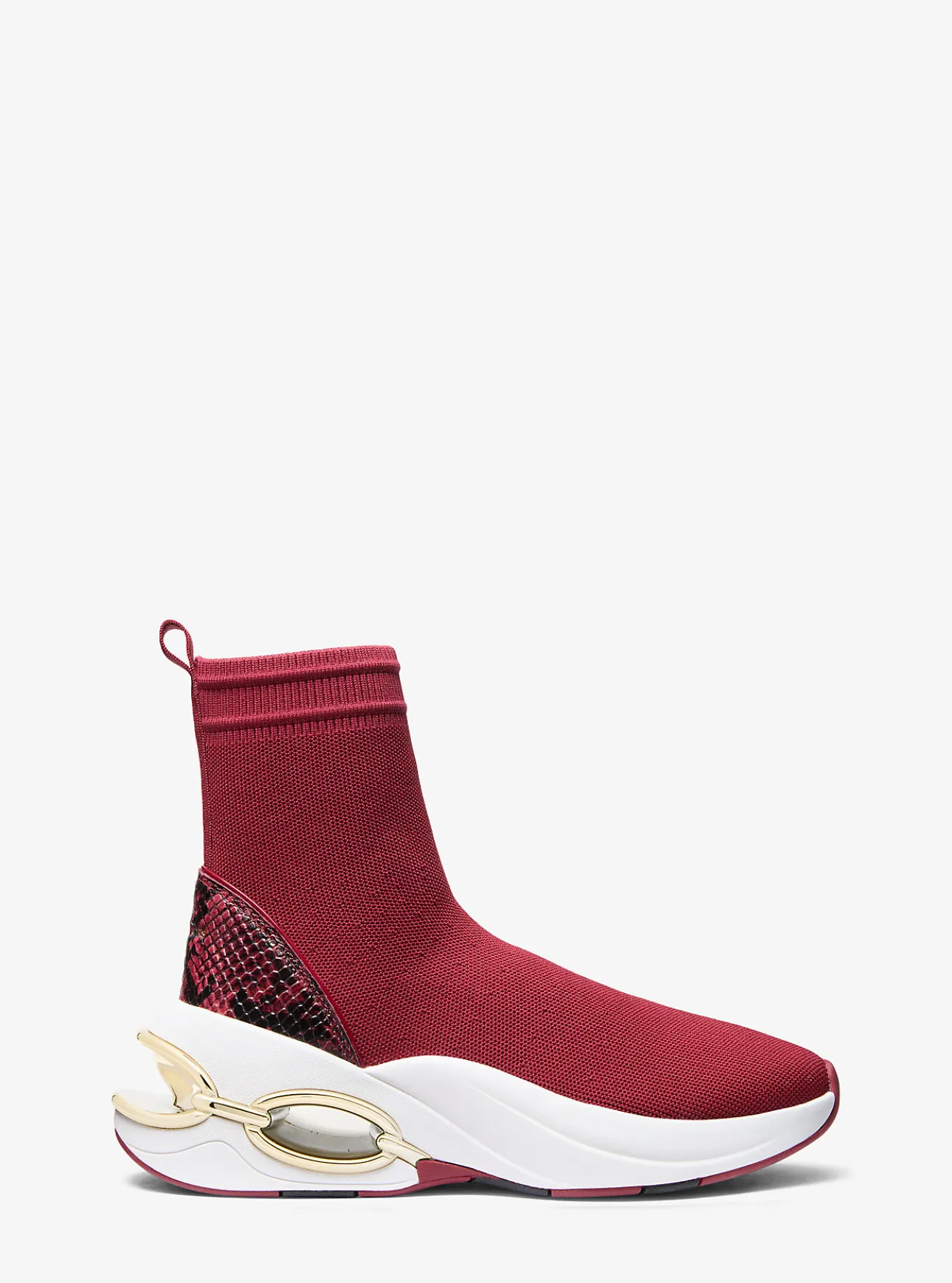 Toni Stretch Knit and Snake Embossed Leather Sock Sneaker