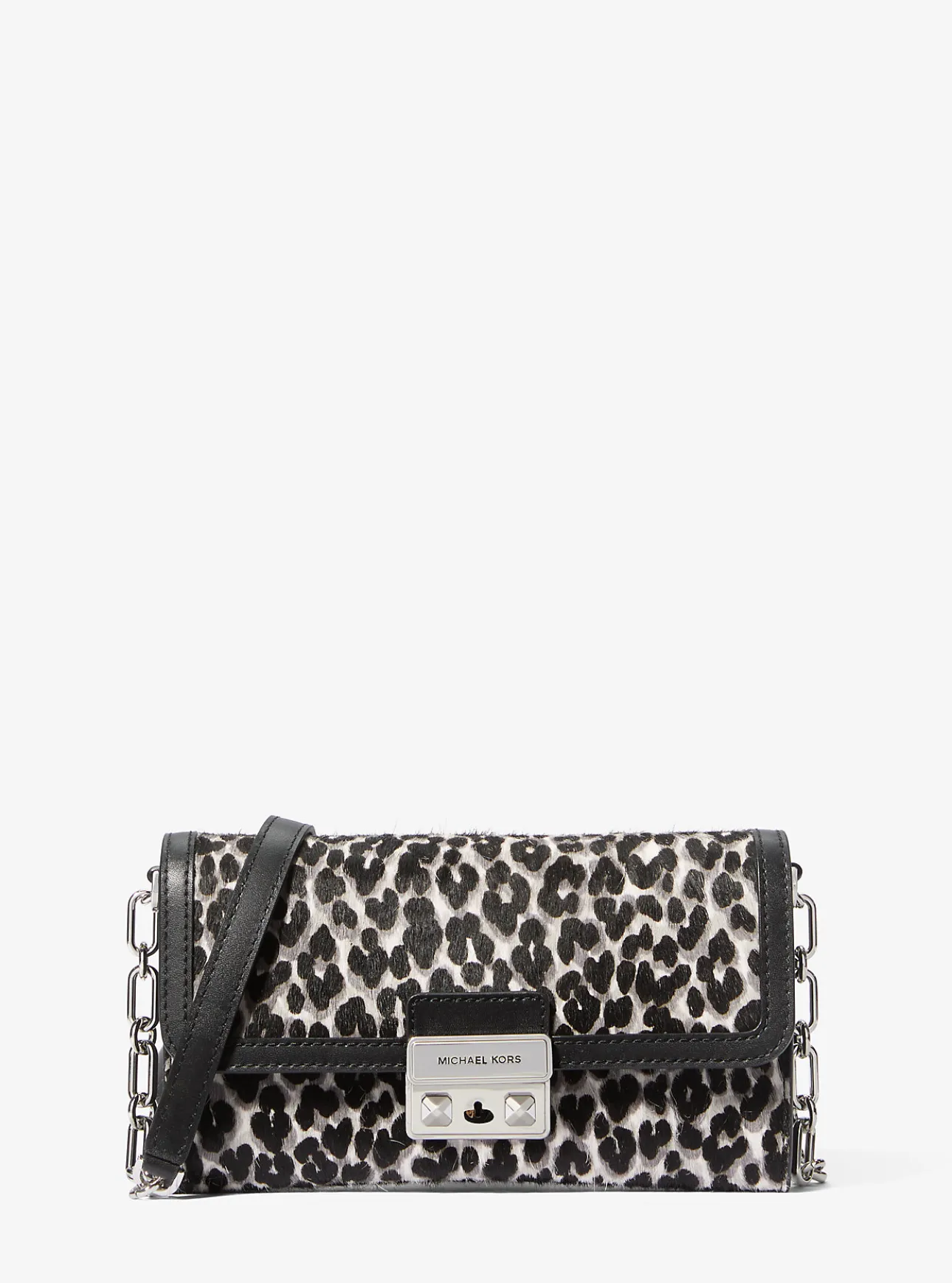 Tribeca Large Leopard Print Calf Hair Convertible Crossbody Bag
