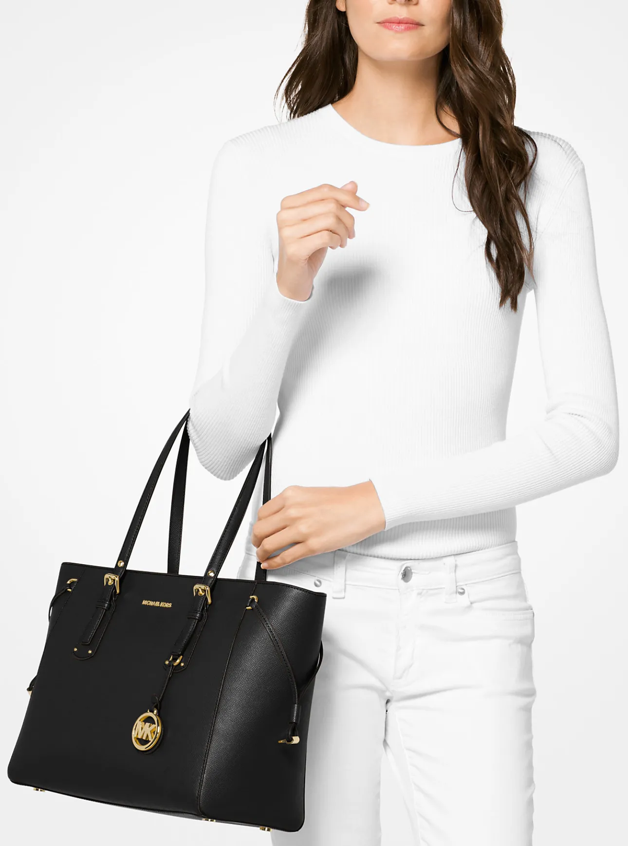 Voyager Medium Crossgrain Leather Tote Bag