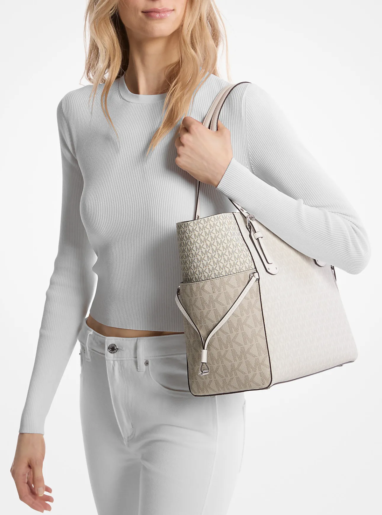 Voyager Small Color-Block Logo Tote Bag