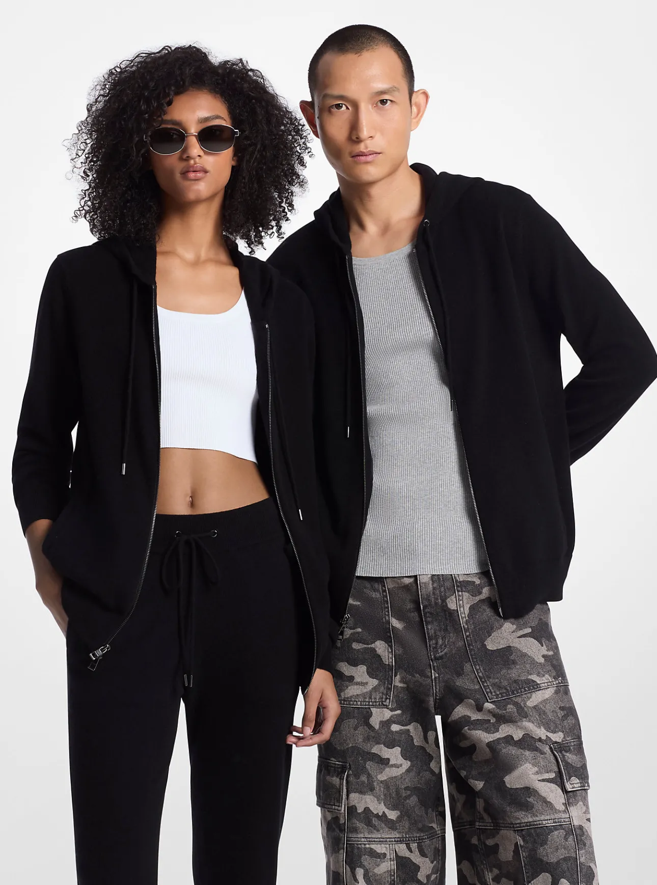 Wool and Cashmere Blend Zip-Up Hoodie