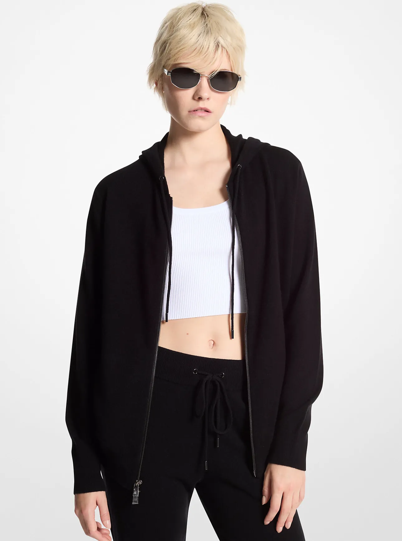 Wool and Cashmere Blend Zip-Up Hoodie