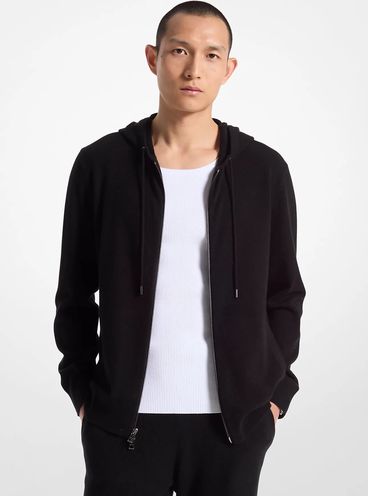 Wool and Cashmere Blend Zip-Up Hoodie