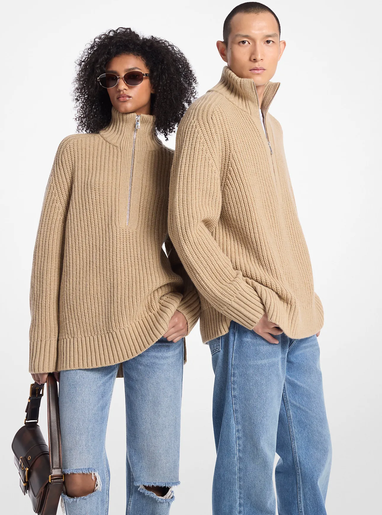 Wool and Cashmere Blend Half-Zip Sweater