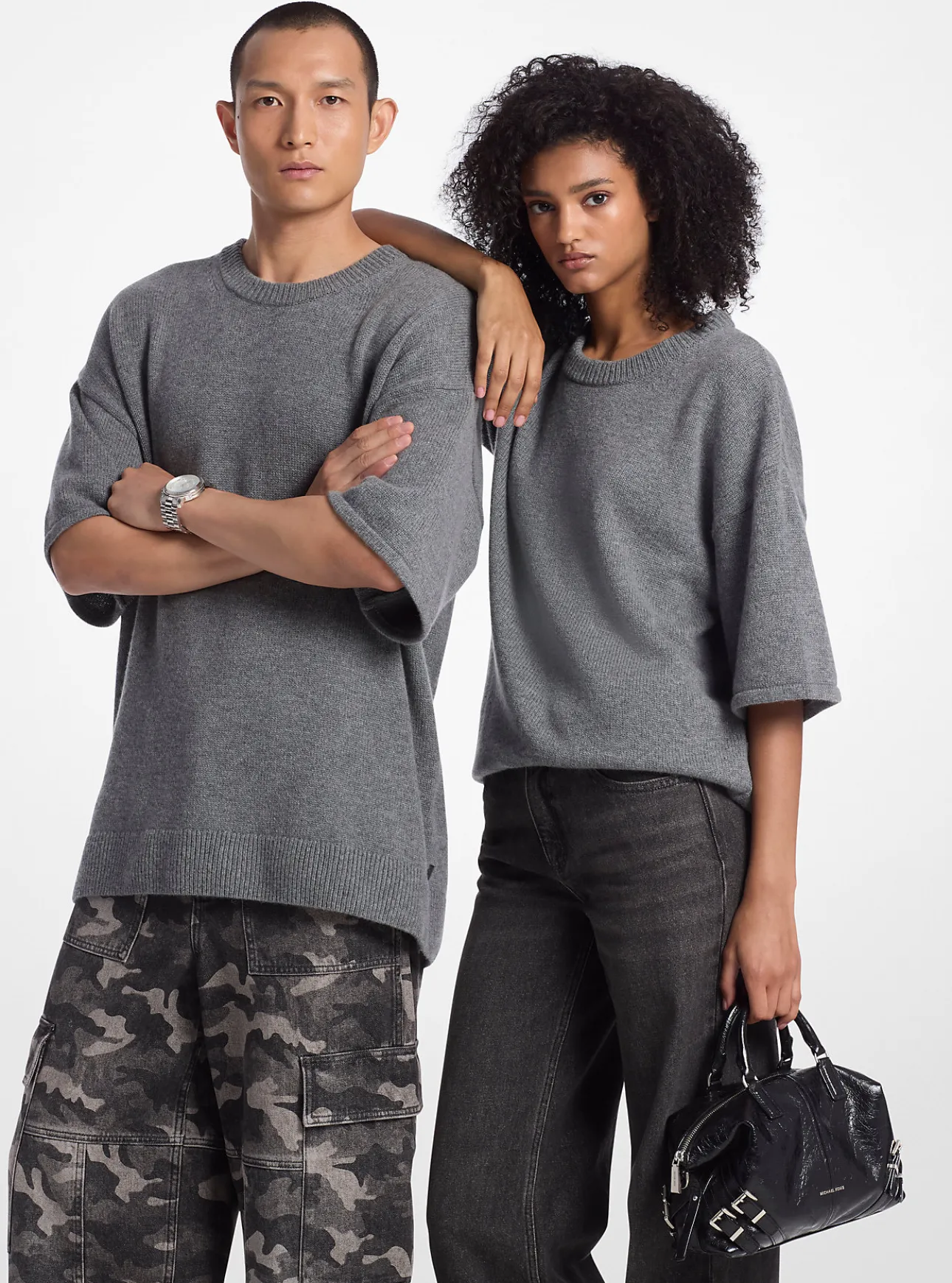 Wool and Cashmere Blend Short-Sleeve Sweater