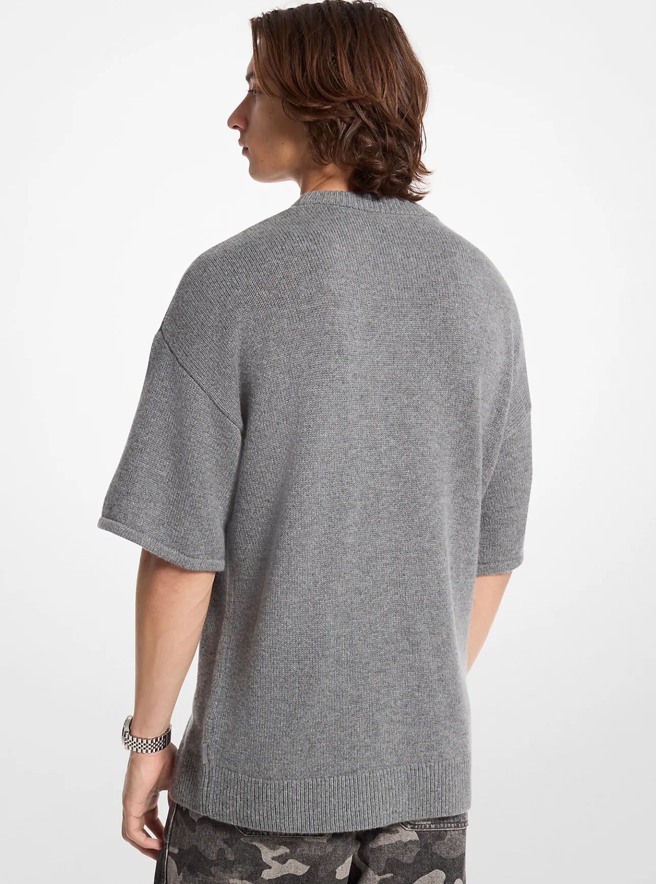 Wool and Cashmere Blend Short-Sleeve Sweater