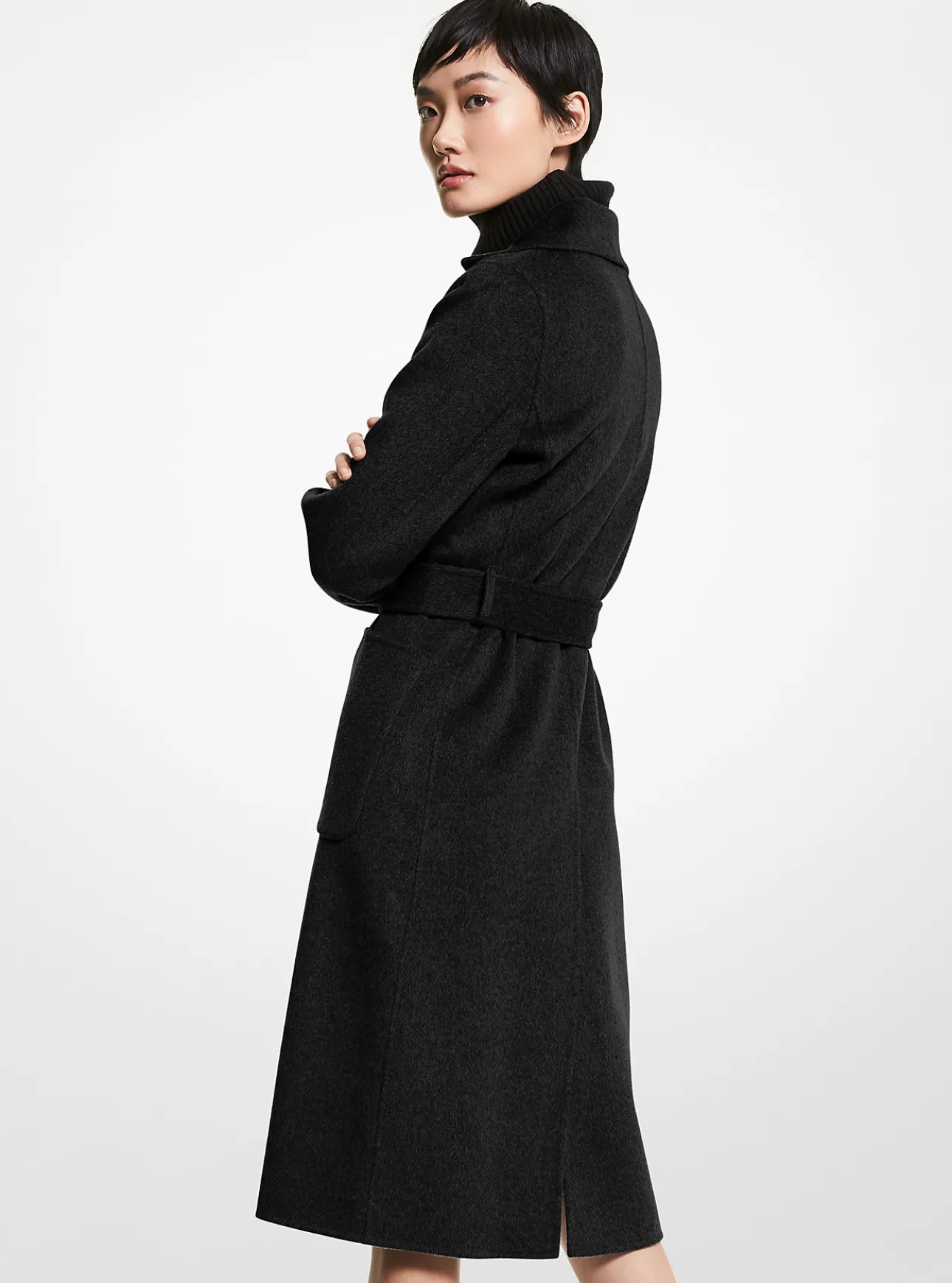 Wool Blend Wrap Coat